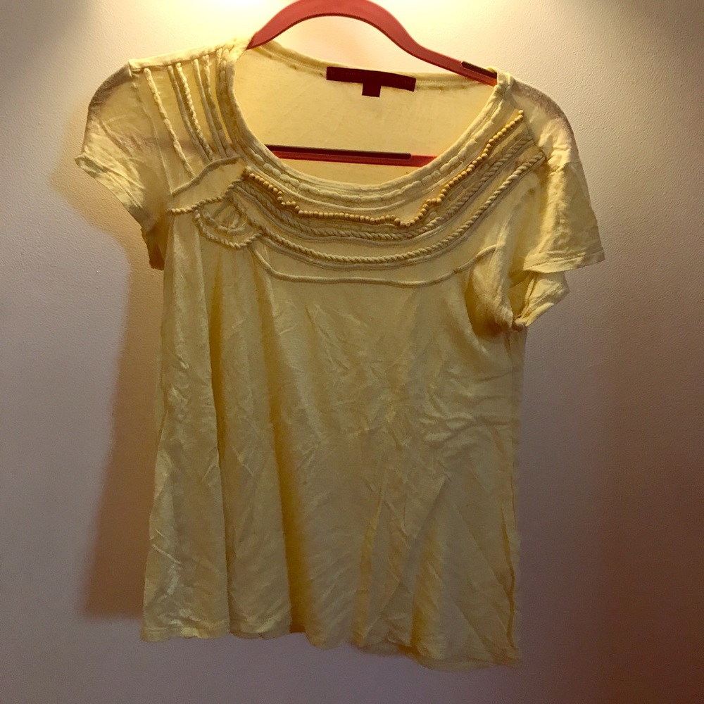 anthropologie soft tee with wooden beading